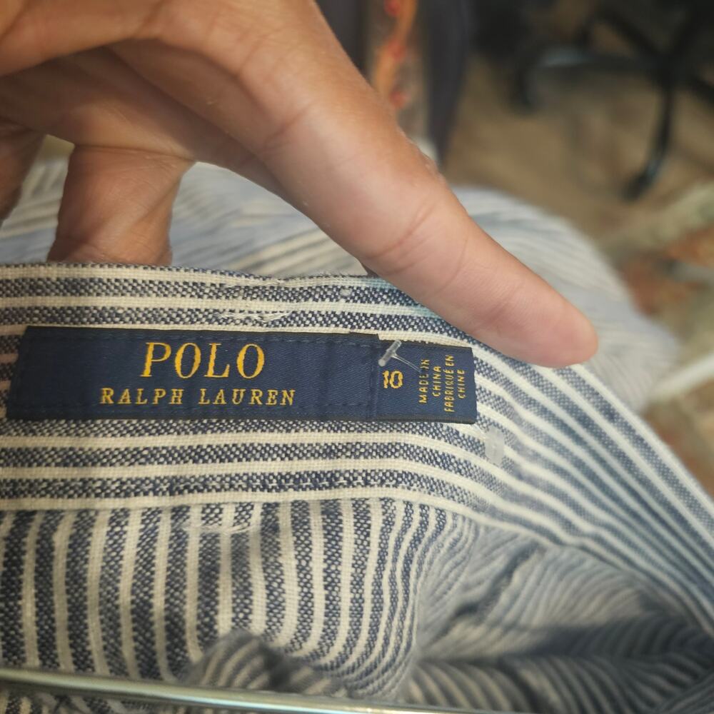 Ralph Lauren Polo Striped Linen Midi Skirt Size 10 - Picture 4 of 5
